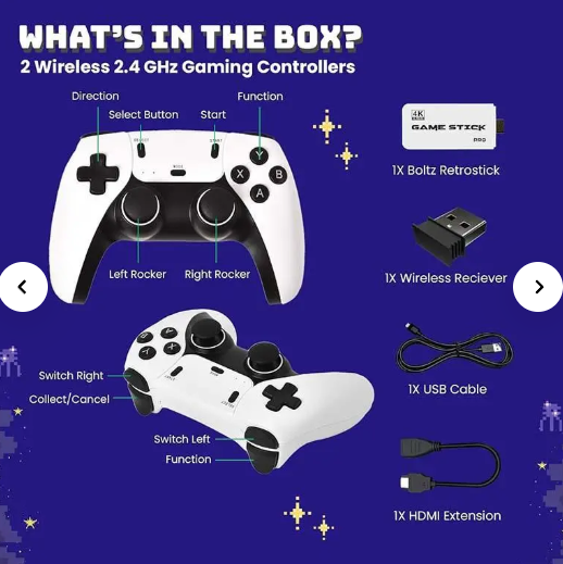 40,000+ Classic Games, Plug & Play Video Game Console with 2 Wireless Controllers, 128GB 4K HDMI Output, Perfect Nostalgic Electronic Gift for Men & Kids