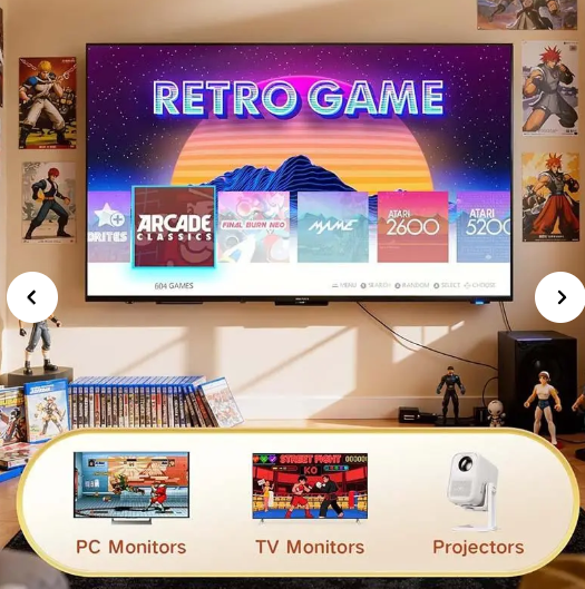 40,000+ Classic Games, Plug & Play Video Game Console with 2 Wireless Controllers, 128GB 4K HDMI Output, Perfect Nostalgic Electronic Gift for Men & Kids